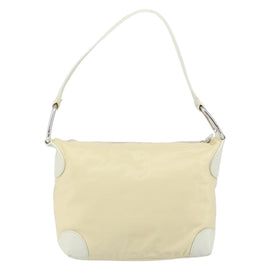 PRADA Shoulder Bag Nylon Leather Ivory Silver Auth 166005 - 0