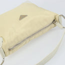PRADA Shoulder Bag Nylon Leather Ivory Silver Auth 166005-6