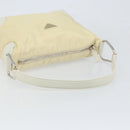 PRADA Shoulder Bag Nylon Leather Ivory Silver Auth 166005-7