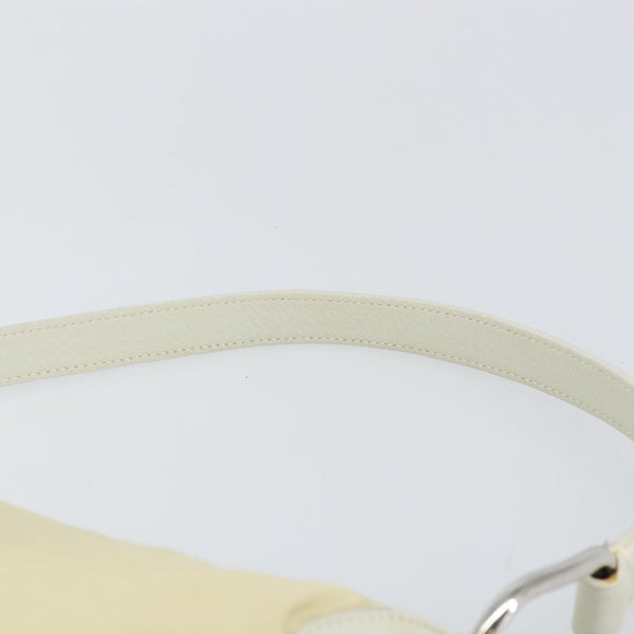 PRADA Shoulder Bag Nylon Leather Ivory Silver Auth 166005