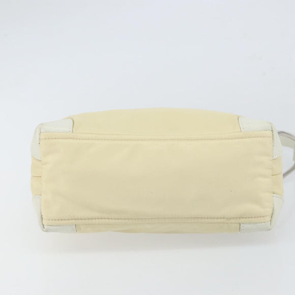 PRADA Shoulder Bag Nylon Leather Ivory Silver Auth 166005