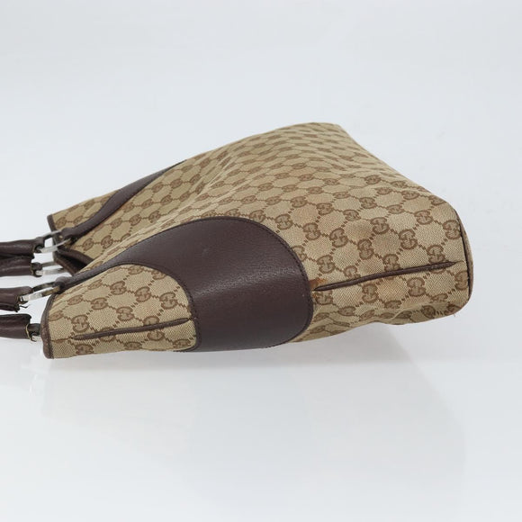 GUCCI GG Canvas Tote Bag Beige Silver 113016 Auth 166006A
