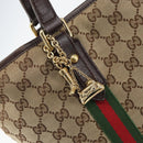 GUCCI GG Canvas Web Sherry Line Tote Bag Beige Gold Red 137396 Auth 166008-18