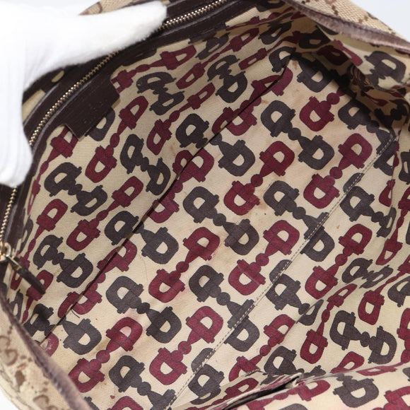 GUCCI GG Canvas Web Sherry Line Tote Bag Beige Gold Red 137396 Auth 166008