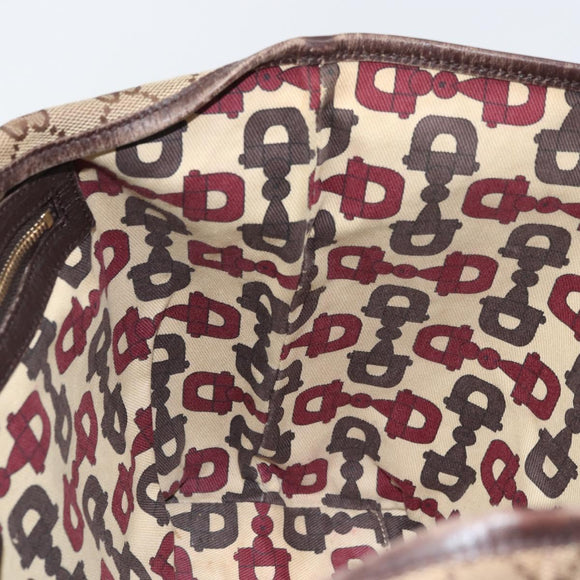 GUCCI GG Canvas Web Sherry Line Tote Bag Beige Gold Red 137396 Auth 166008