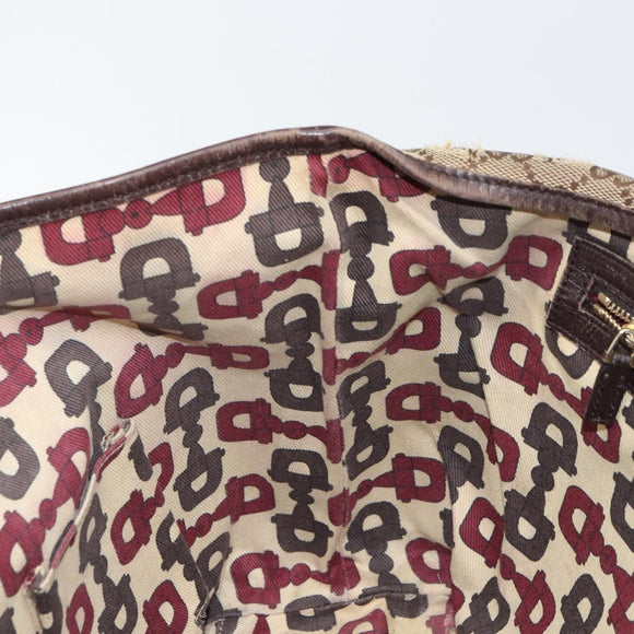 GUCCI GG Canvas Web Sherry Line Tote Bag Beige Gold Red 137396 Auth 166008