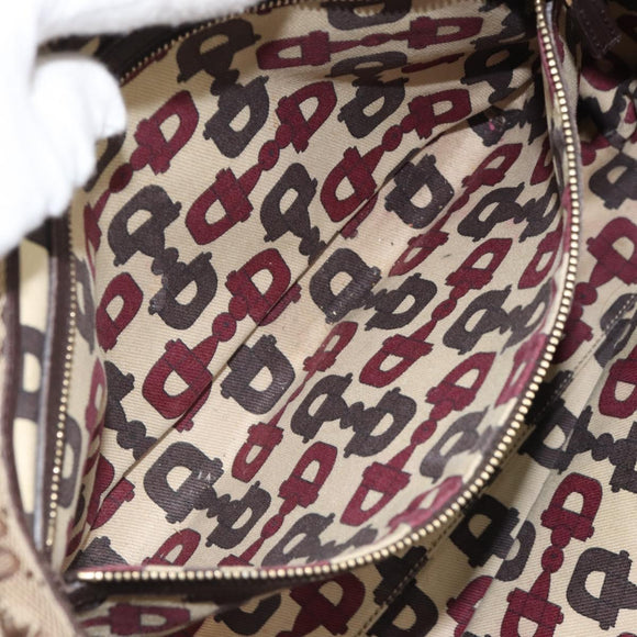 GUCCI GG Canvas Web Sherry Line Tote Bag Beige Gold Red 137396 Auth 166008