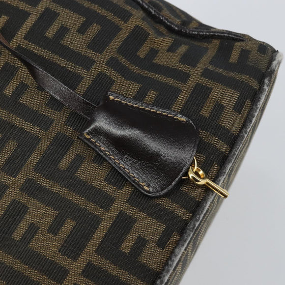 FENDI Zucca Canvas Vanity Cosmetic Pouch Black Brown Auth 166009