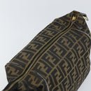 FENDI Zucca Canvas Vanity Cosmetic Pouch Black Brown Auth 166009-9