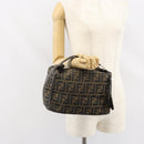 FENDI Zucca Canvas Vanity Cosmetic Pouch Black Brown Auth 166009-25