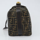 FENDI Zucca Canvas Vanity Cosmetic Pouch Black Brown Auth 166009-3