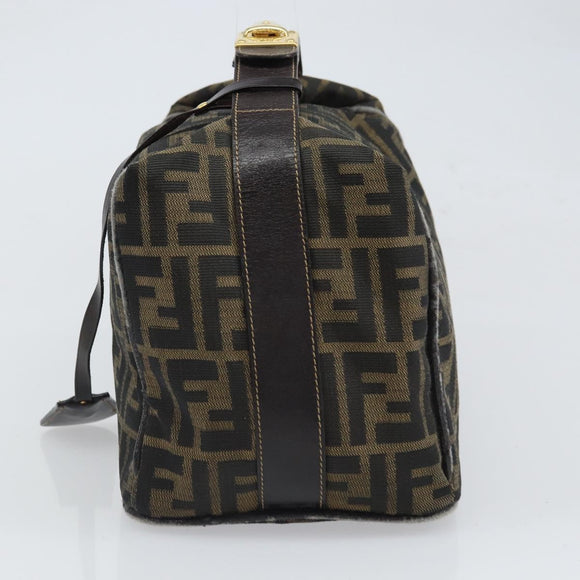 FENDI Zucca Canvas Vanity Cosmetic Pouch Black Brown Auth 166009