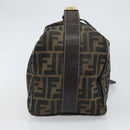 FENDI Zucca Canvas Vanity Cosmetic Pouch Black Brown Auth 166009-4