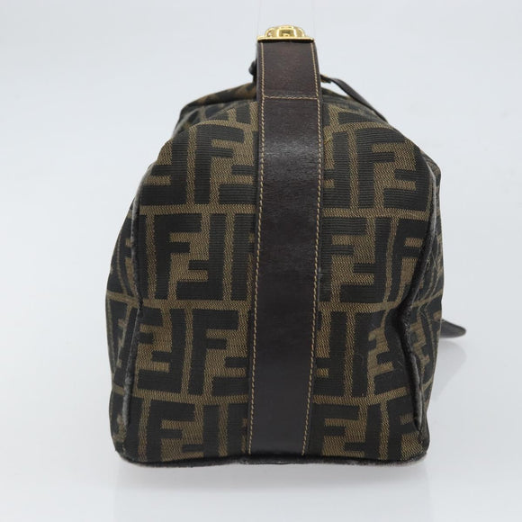 FENDI Zucca Canvas Vanity Cosmetic Pouch Black Brown Auth 166009