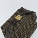 FENDI Zucca Canvas Vanity Cosmetic Pouch Black Brown Auth 166009-6