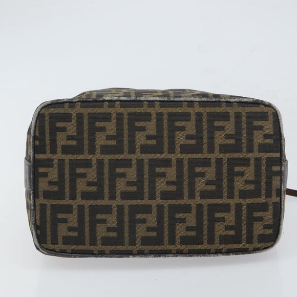 FENDI Zucca Canvas Vanity Cosmetic Pouch Black Brown Auth 166009
