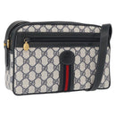 GUCCI GG Supreme Sherry Line Bag PVC Navy Gold Red 001 56 0942 Auth 166010-1