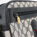 GUCCI GG Supreme Sherry Line Bag PVC Navy Gold Red 001 56 0942 Auth 166010-15