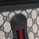 GUCCI GG Supreme Sherry Line Bag PVC Navy Gold Red 001 56 0942 Auth 166010-16