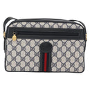 GUCCI GG Supreme Sherry Line Bag PVC Navy Gold Red 001 56 0942 Auth 166010-2