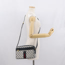 GUCCI GG Supreme Sherry Line Bag PVC Navy Gold Red 001 56 0942 Auth 166010-24