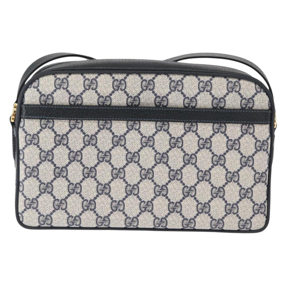 GUCCI GG Supreme Sherry Line Bag PVC Navy Gold Red 001 56 0942 Auth 166010