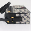 GUCCI GG Supreme Sherry Line Bag PVC Navy Gold Red 001 56 0942 Auth 166010-5