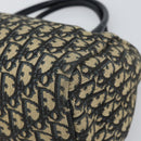 Christian Dior Trotter Canvas Boston Bag Navy Gold Auth 166011-10