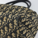 Christian Dior Trotter Canvas Boston Bag Navy Gold Auth 166011-12