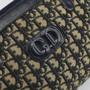 Christian Dior Trotter Canvas Boston Bag Navy Gold Auth 166011-14