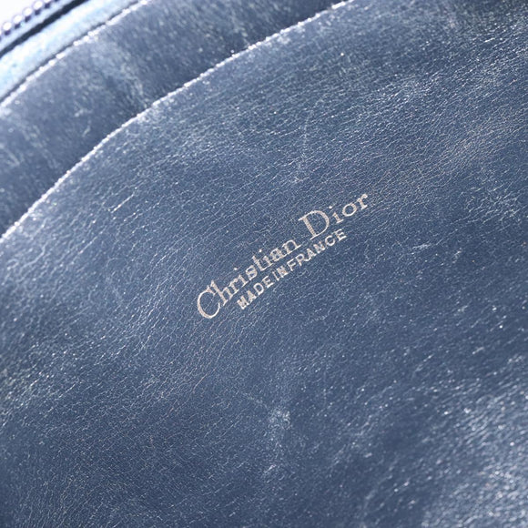Christian Dior Trotter Canvas Boston Bag Navy Gold Auth 166011