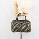 Christian Dior Trotter Canvas Boston Bag Navy Gold Auth 166011-20