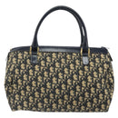Christian Dior Trotter Canvas Boston Bag Navy Gold Auth 166011-3