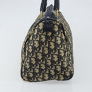 Christian Dior Trotter Canvas Boston Bag Navy Gold Auth 166011-4
