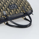 Christian Dior Trotter Canvas Boston Bag Navy Gold Auth 166011-7