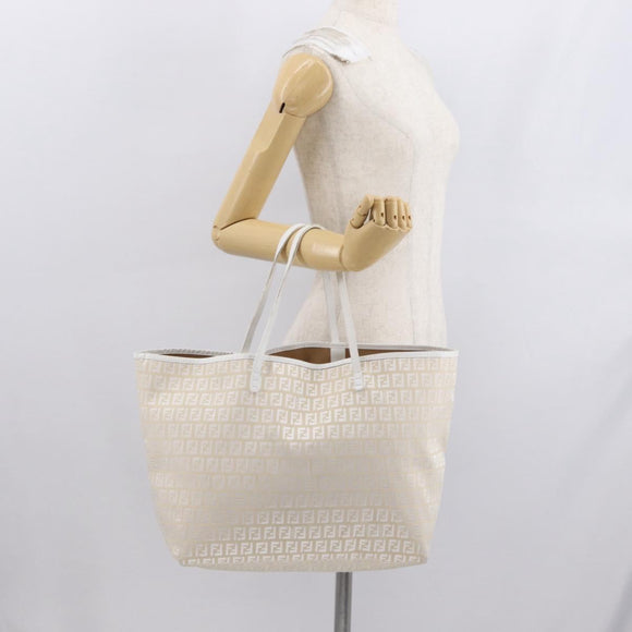 FENDI Zucchino Canvas Tote Bag Ivory Auth 166014