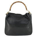 GUCCI Bamboo Shoulder Bag Leather 2way Black Gold 001 1577 Auth 166021-2
