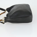 GUCCI Bamboo Shoulder Bag Leather 2way Black Gold 001 1577 Auth 166021-5