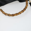 GUCCI Bamboo Shoulder Bag Leather 2way Black Gold 001 1577 Auth 166021-9