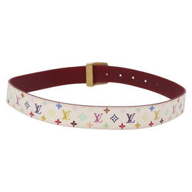 LOUIS VUITTON Multicolor Ceinture Carre LV Cut Belt White LV Auth 166023 - 0