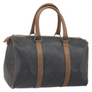 Christian Dior Honeycomb Canvas Boston Bag PVC Black Gold Auth 166030-1