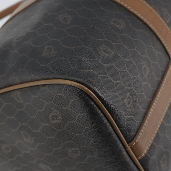 Christian Dior Honeycomb Canvas Boston Bag PVC Black Gold Auth 166030