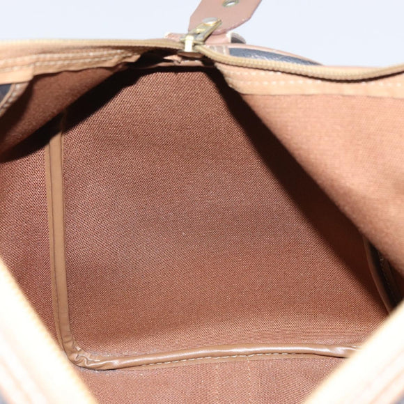 Christian Dior Honeycomb Canvas Boston Bag PVC Black Gold Auth 166030