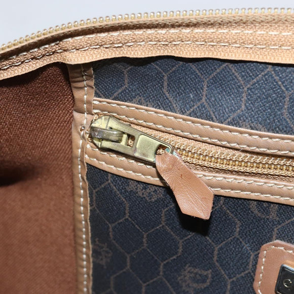 Christian Dior Honeycomb Canvas Boston Bag PVC Black Gold Auth 166030