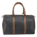 Christian Dior Honeycomb Canvas Boston Bag PVC Black Gold Auth 166030-2