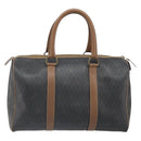 Christian Dior Honeycomb Canvas Boston Bag PVC Black Gold Auth 166030-3