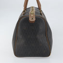 Christian Dior Honeycomb Canvas Boston Bag PVC Black Gold Auth 166030-4