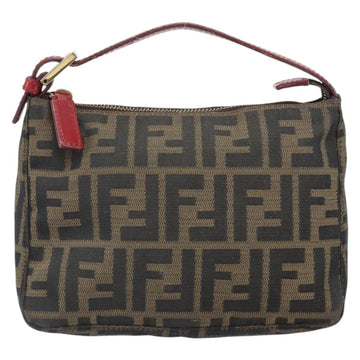 FENDI Zucca Canvas Hand Pouch Cosmetic Pouch Black Brown Auth 166042 - 0