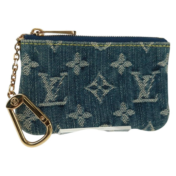 LOUIS VUITTON Monogram Denim Pochette Cles Coin Purse Blue M95343 Auth 166053V
