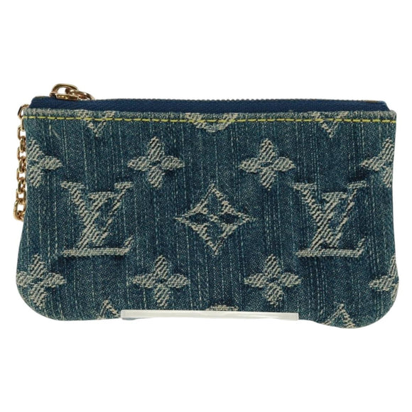 LOUIS VUITTON Monogram Denim Pochette Cles Coin Purse Blue M95343 Auth 166053V